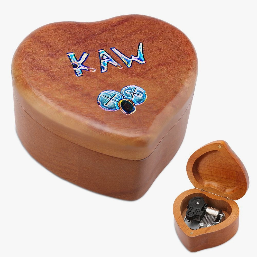 K.A.W. Heart Shaped Wooden Music Box