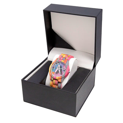 K.A.W. Camouflage Wooden Watch - Grey&Pink