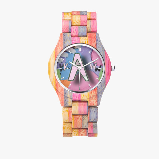 K.A.W. Camouflage Wooden Watch - Grey&Pink