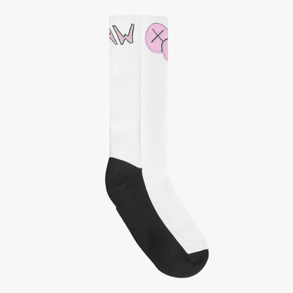 K.A.W Single Pair Socks Pink/White