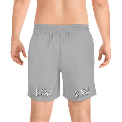 K.A.W. Men's Mid-Length Swim Shorts Grey/White