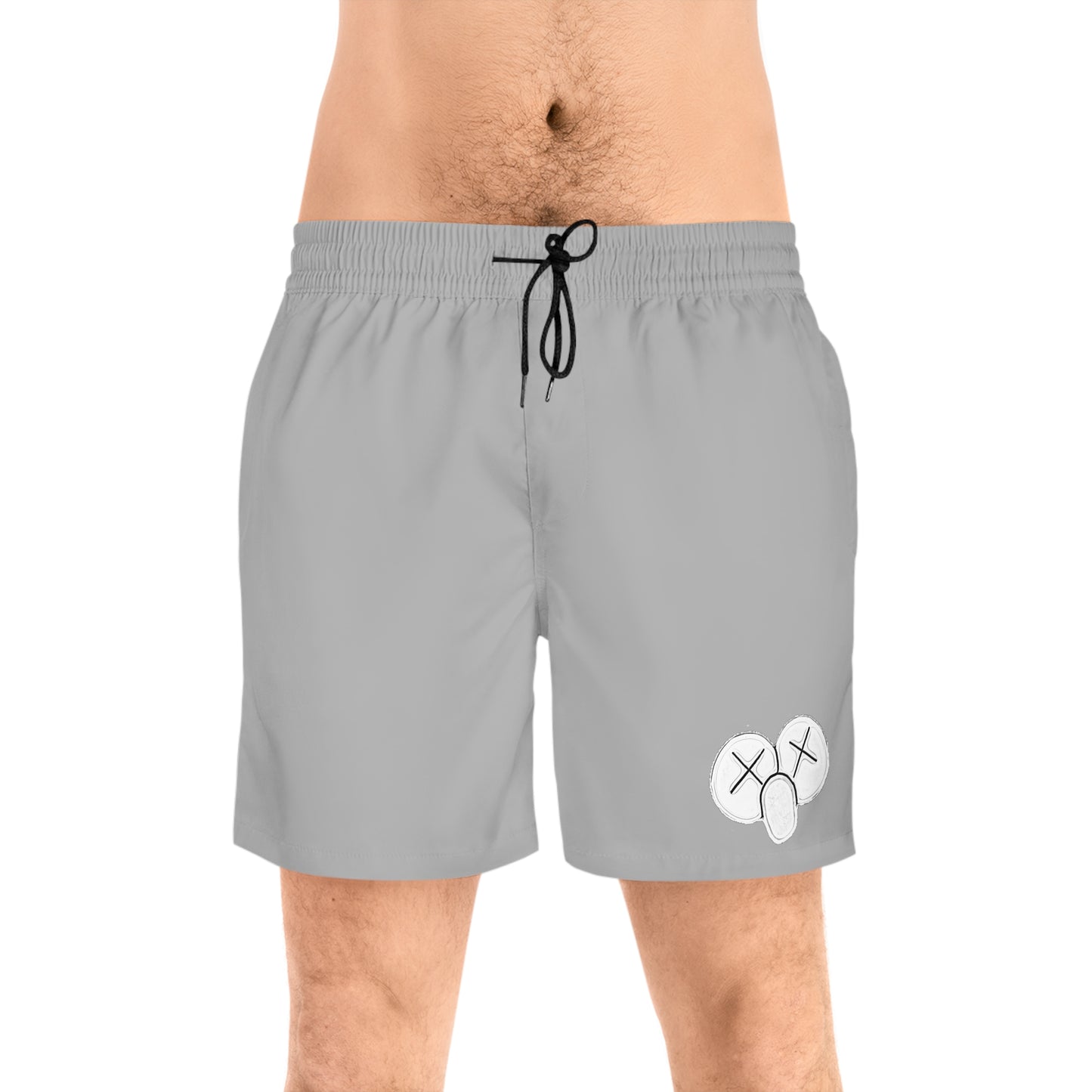 K.A.W. Men's Mid-Length Swim Shorts Grey/White