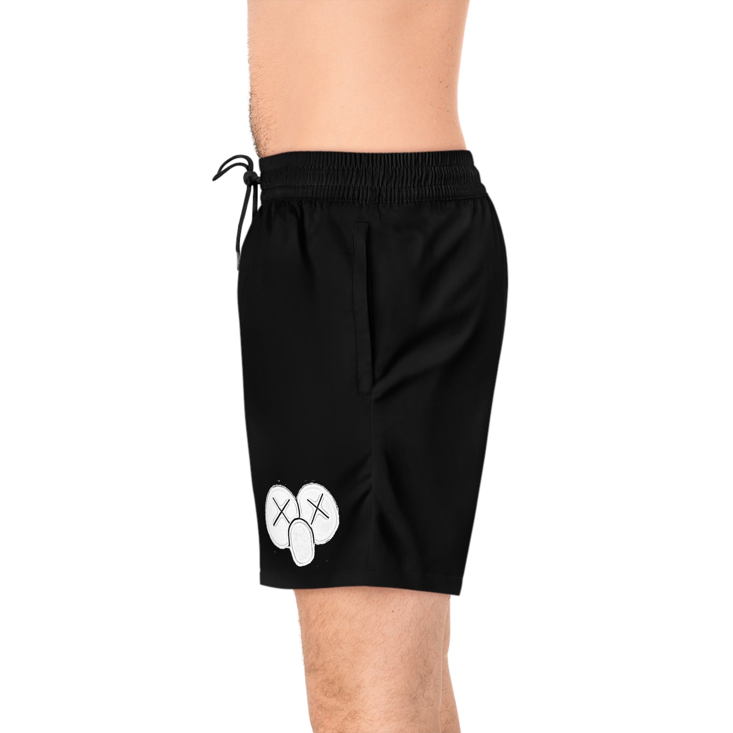 K.A.W. Men's Mid-Length Swim Shorts Black/White