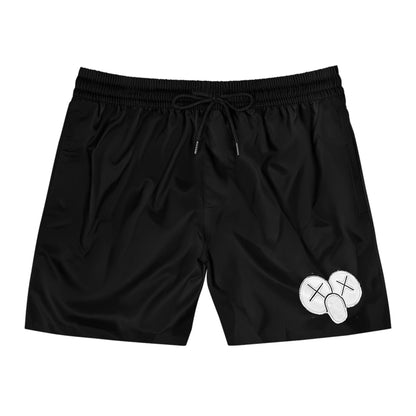 K.A.W. Men's Mid-Length Swim Shorts Black/White