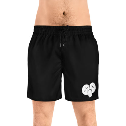 K.A.W. Men's Mid-Length Swim Shorts Black/White