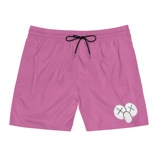 K.A.W. Men's Mid-Length Swim Shorts Pink/White