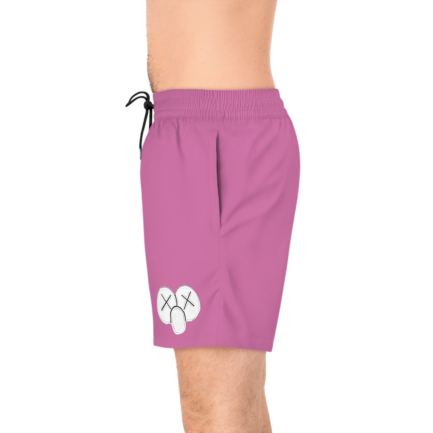 K.A.W. Men's Mid-Length Swim Shorts Pink/White