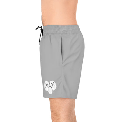 K.A.W. Men's Mid-Length Swim Shorts Grey/White