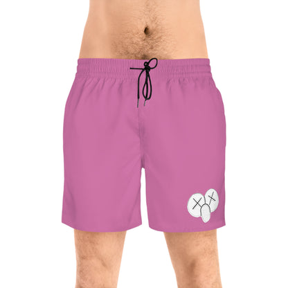 K.A.W. Men's Mid-Length Swim Shorts Pink/White