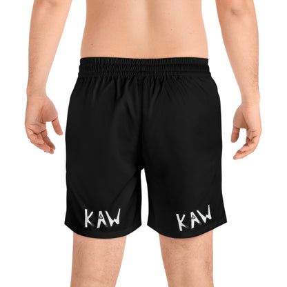 K.A.W. Men's Mid-Length Swim Shorts Black/White