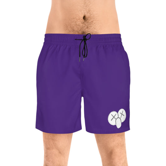 K.A.W. Men's Mid-Length Swim Shorts Purple/White