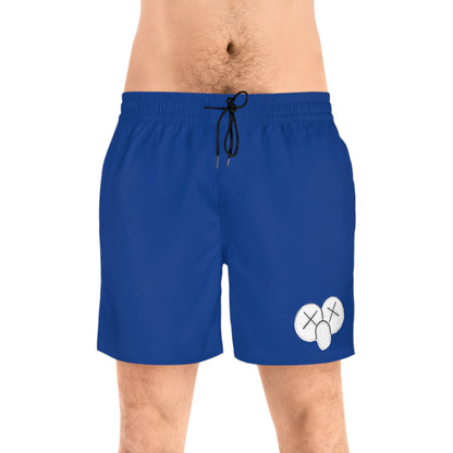 K.A.W. Men's Mid-Length Swim Shorts Blue/White